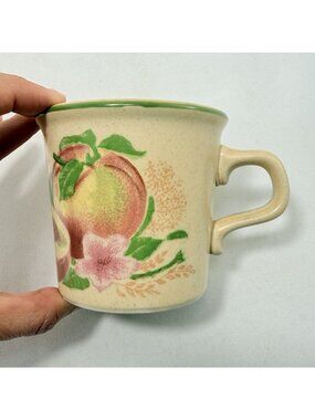 Vintage Taylor USA Mug Country Countryside Plum Fruit Peach Farmhouse Harvest